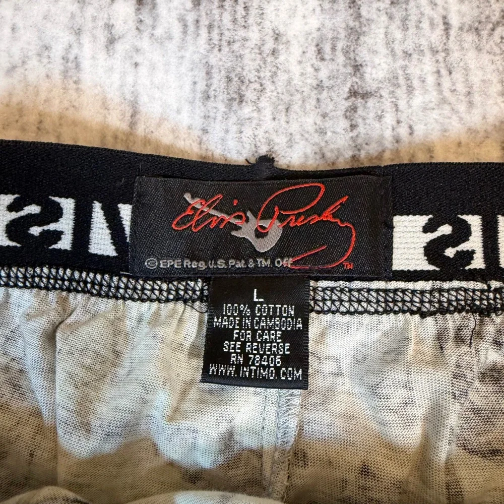Elvis Presley Mens Vintage Newspaper Print Cotton Boxer Shorts Large Black Green